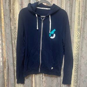 Marine Layer Womens Full Zip Hoodie Jacket Size Large Navy Cotton Blend Pockets￼